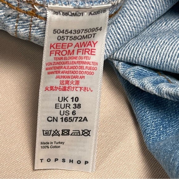 Topshop Denim Skirt Blue Button Front Closure Pockets Cotton Size 6 90s Y2K Boho - Picture 15 of 16